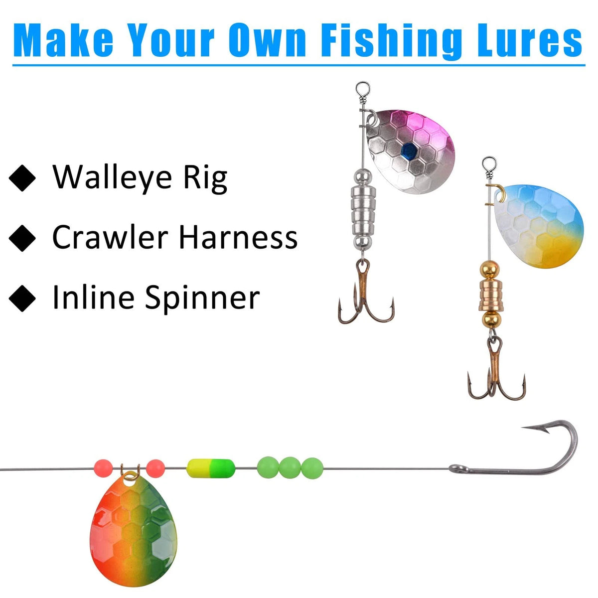 Fishing Spinner Blades 40pcs Colorado Inline Medium, Multi Color