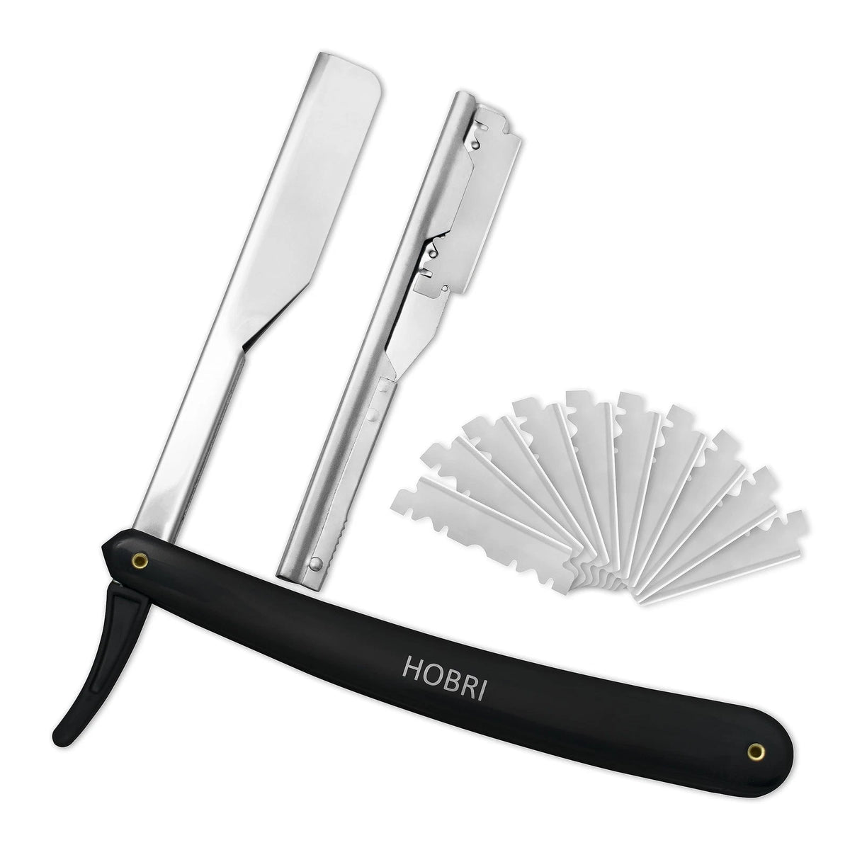 Professional Barber Straight Edge Razor with 10 1 Count (Pack of 1), Black