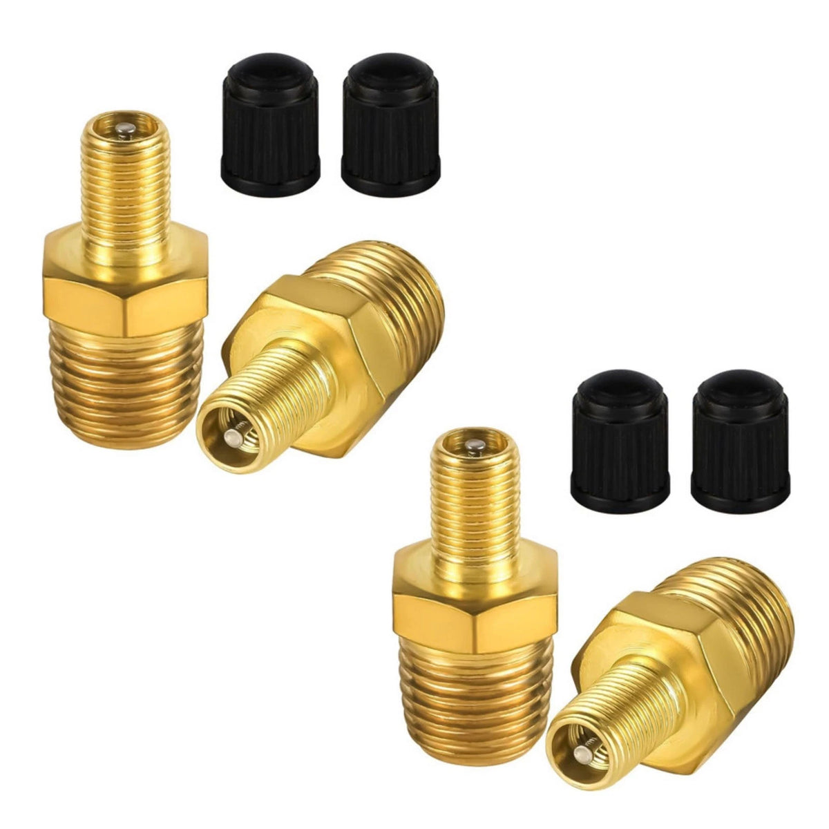 Compact Size 1/4" NPT (M) to Standard for Schrader Valve (M)  Air Chuck Adapter