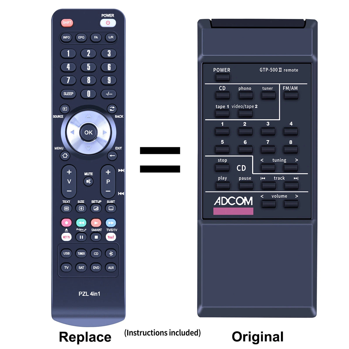 Replacement Remote Control For ADCOM GTP-500II
