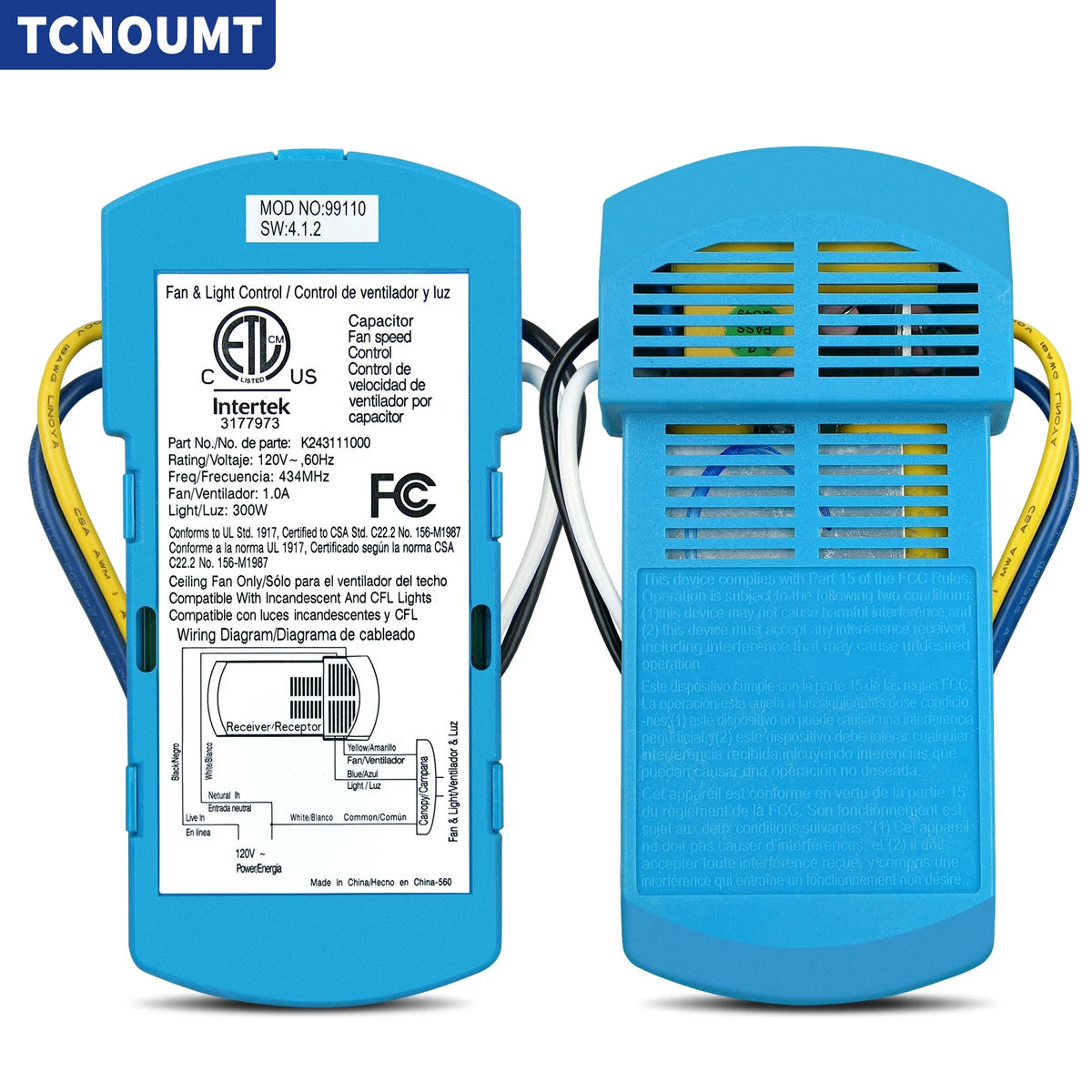 Replacement For Hunter Ceiling Fan Remote Blue Receiver K243111000