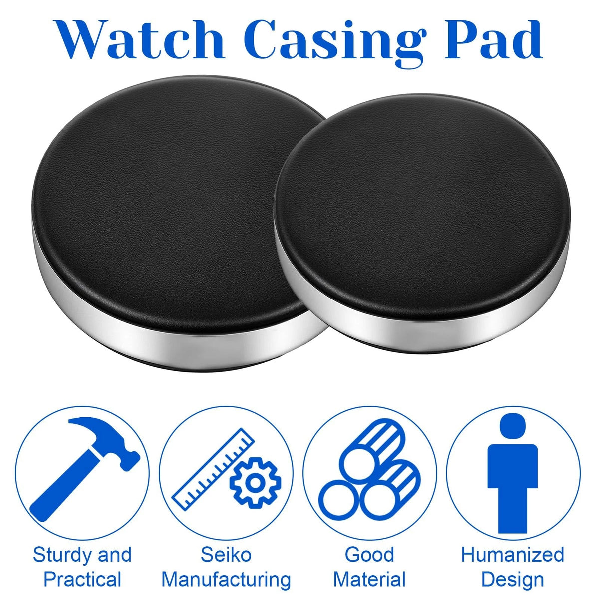 Classicseali 2pcs Watch Cushion, Round Leather Movement Black + Silver