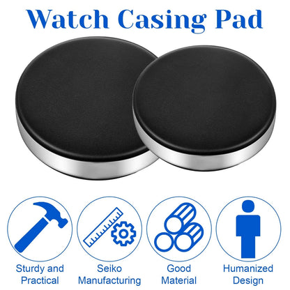 Classicseali 2pcs Watch Cushion, Round Leather Movement Black + Silver