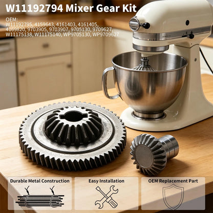 For KitchenAid Mixer Gear Hub Kit W11192794 4159643 Metal Set 3KSM150 4K45SS