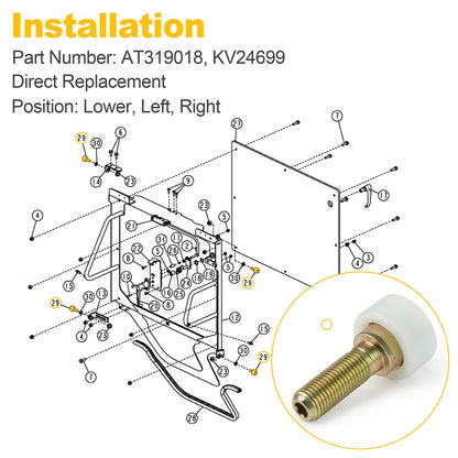 Cab Door Window Roller for John Deere Ski Steer Loader AT319018