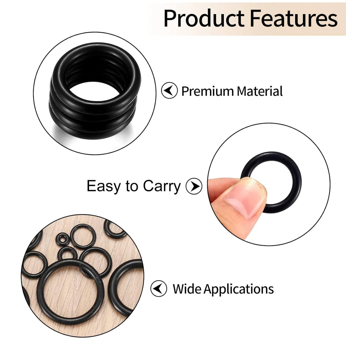 360 Pcs O Ring Assortment Kit,Rubber Washer Orings, Black 24 24 Sizes,