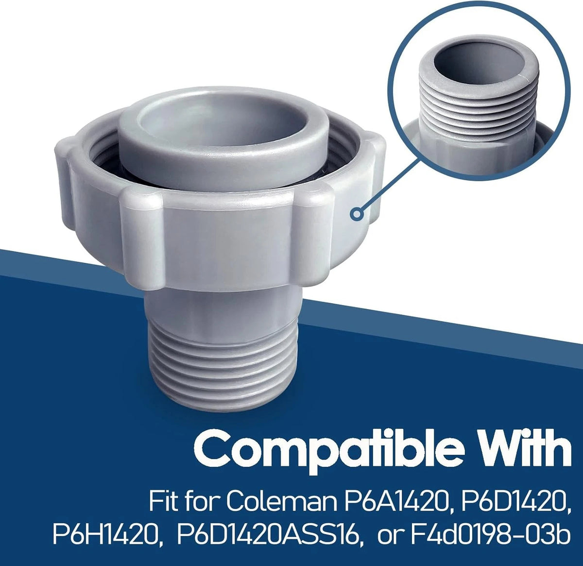 Pool Drain Fitting Connects fits for Coleman Pools, 1.0 inches, Gray