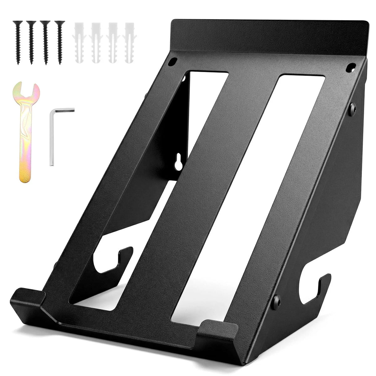 QWORK Circular Saw Holder Wall Mount, Heavy-Duty Metal Storage Rack Black