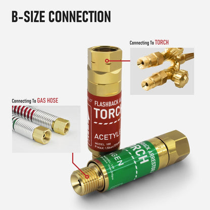 RX WELD Oxygen Acetylene Torch Flashback Arrestors Set, End - Standard...