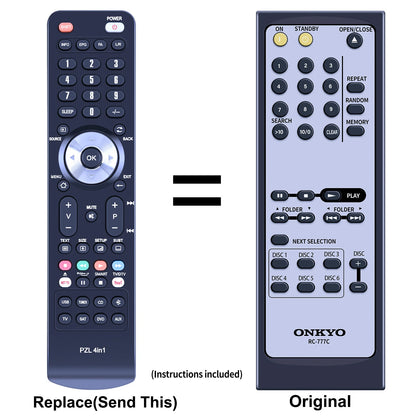 RC-777C Replacement Remote Control For Onkyo DX-C390 6-Disc CD Player System