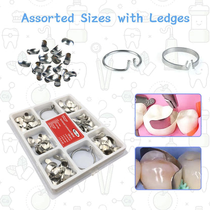 100 Pieces Stainless Steel Sectional Contoured Metal Dental Matrices Kit...