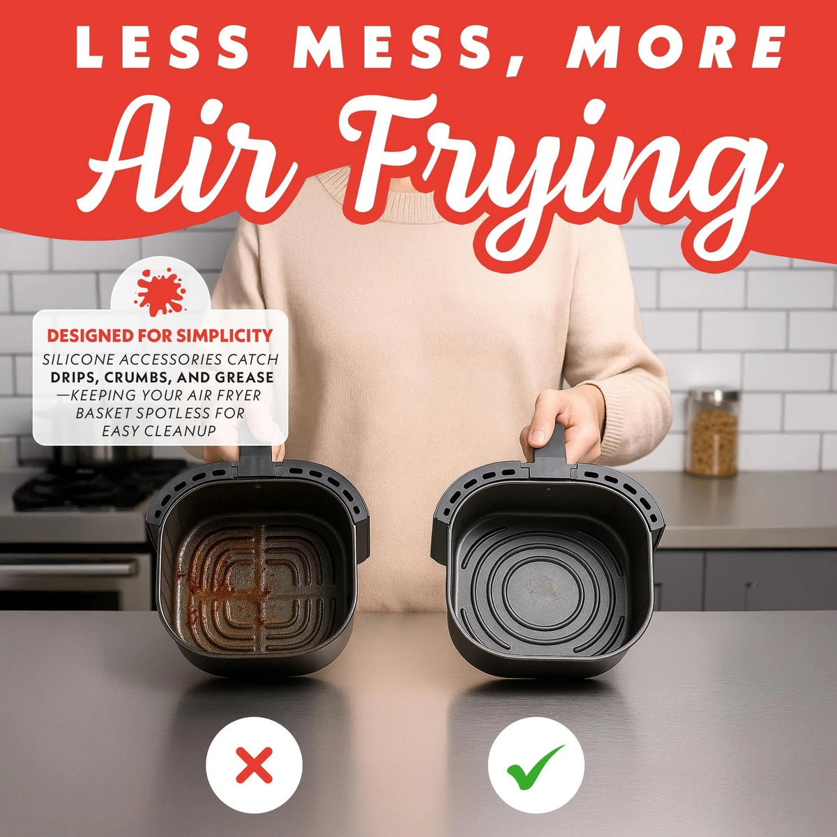 Gourmia Air Fryer Accessories Set - 3 Piece Silicone, 3-Piece Set, Gray