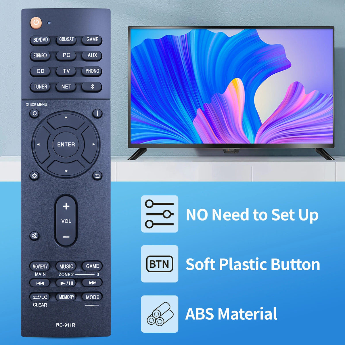RC-911R Replace Remote For Onkyo AV Receiver TX-NR575 TX-NR585 TX-NR656