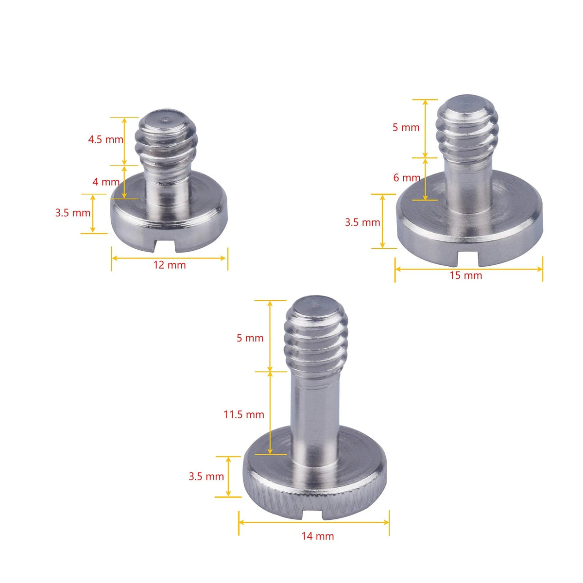 Xwell 1/4''-20 Slotted Screw, for Quick Release (QR) Plate 1/4", 15 piece set