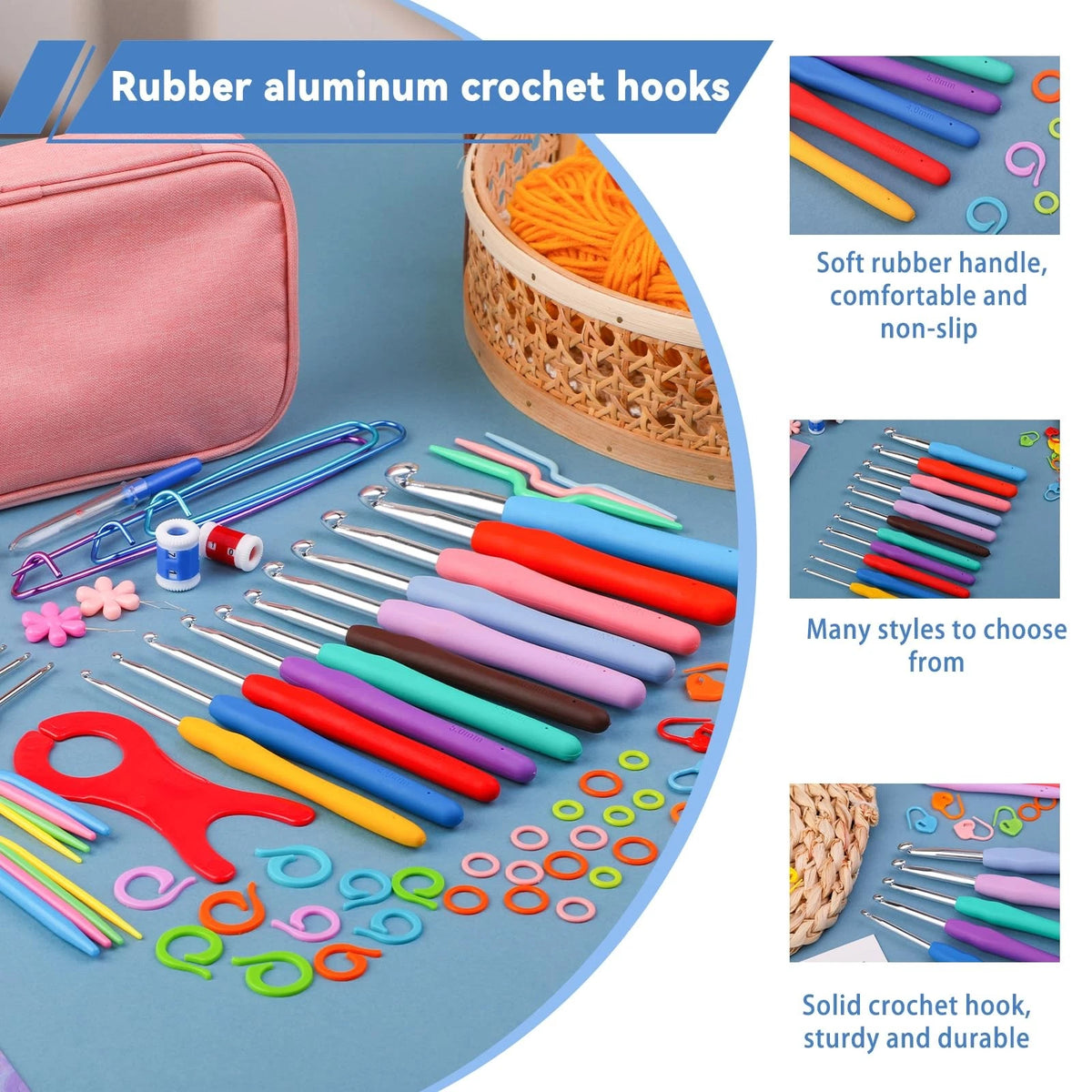 Crochet Hook Set 120Pcs Needles Kit Ergonomic 120 Pcs, Multicolor1