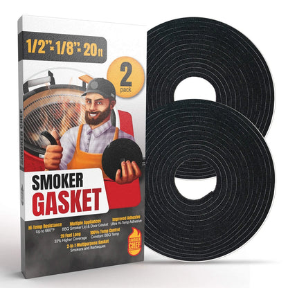 Smoker Chef XXL 20 FT Grill Gasket for Smokers - Black 1/2’’ 20 FT, Charcoal