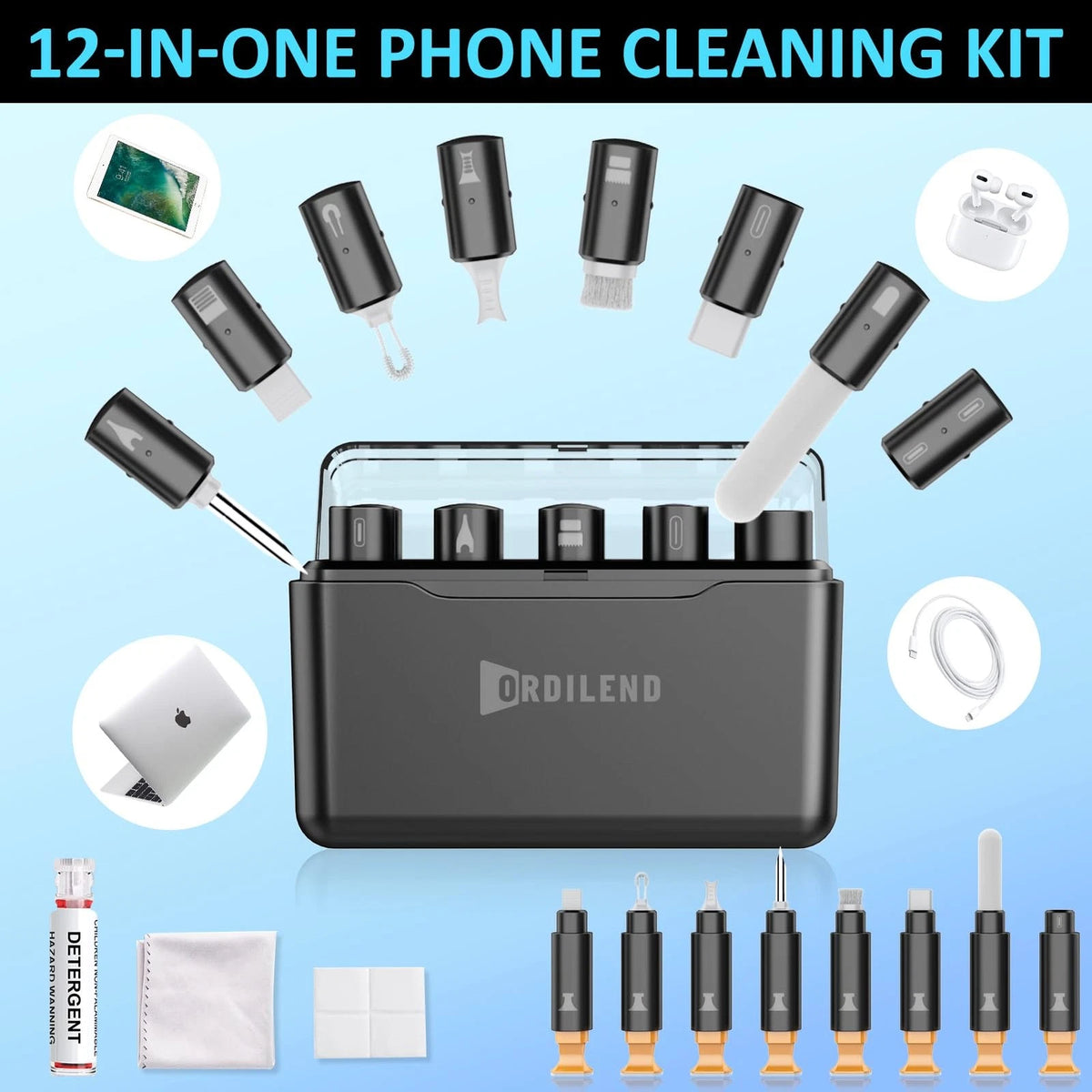 iPhone Cleaning Kit for Charging Port Cleaner, Cleaner AirPod Black