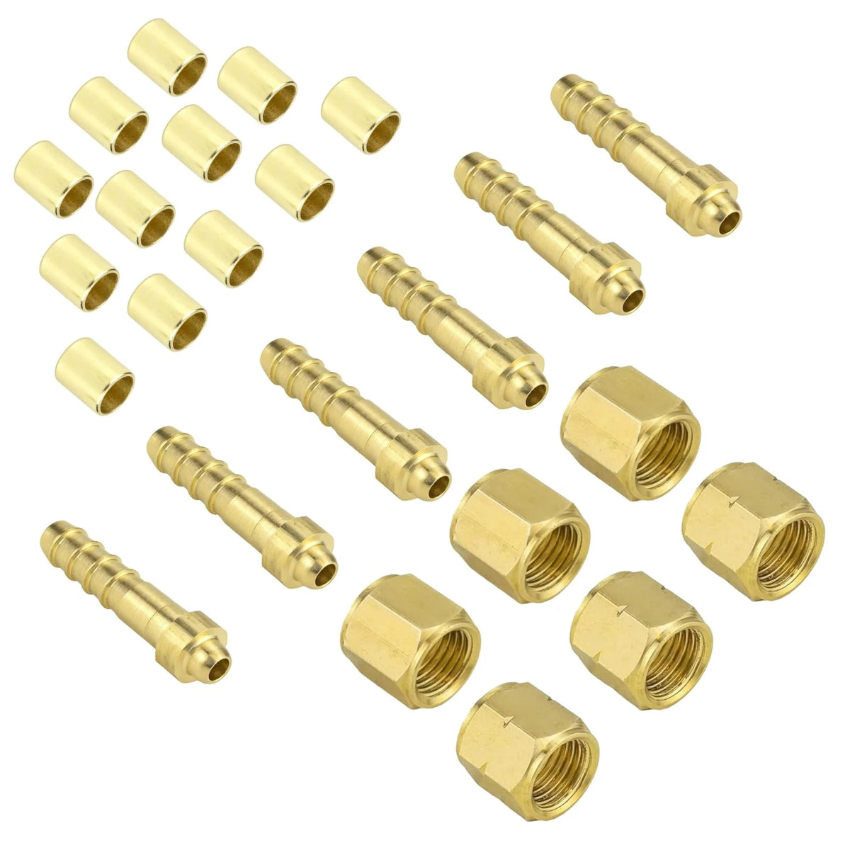 24PCS 1/4" ID Torch Hose Repair Kit for Oxygen & Acetylene 1/4 inch, Brass