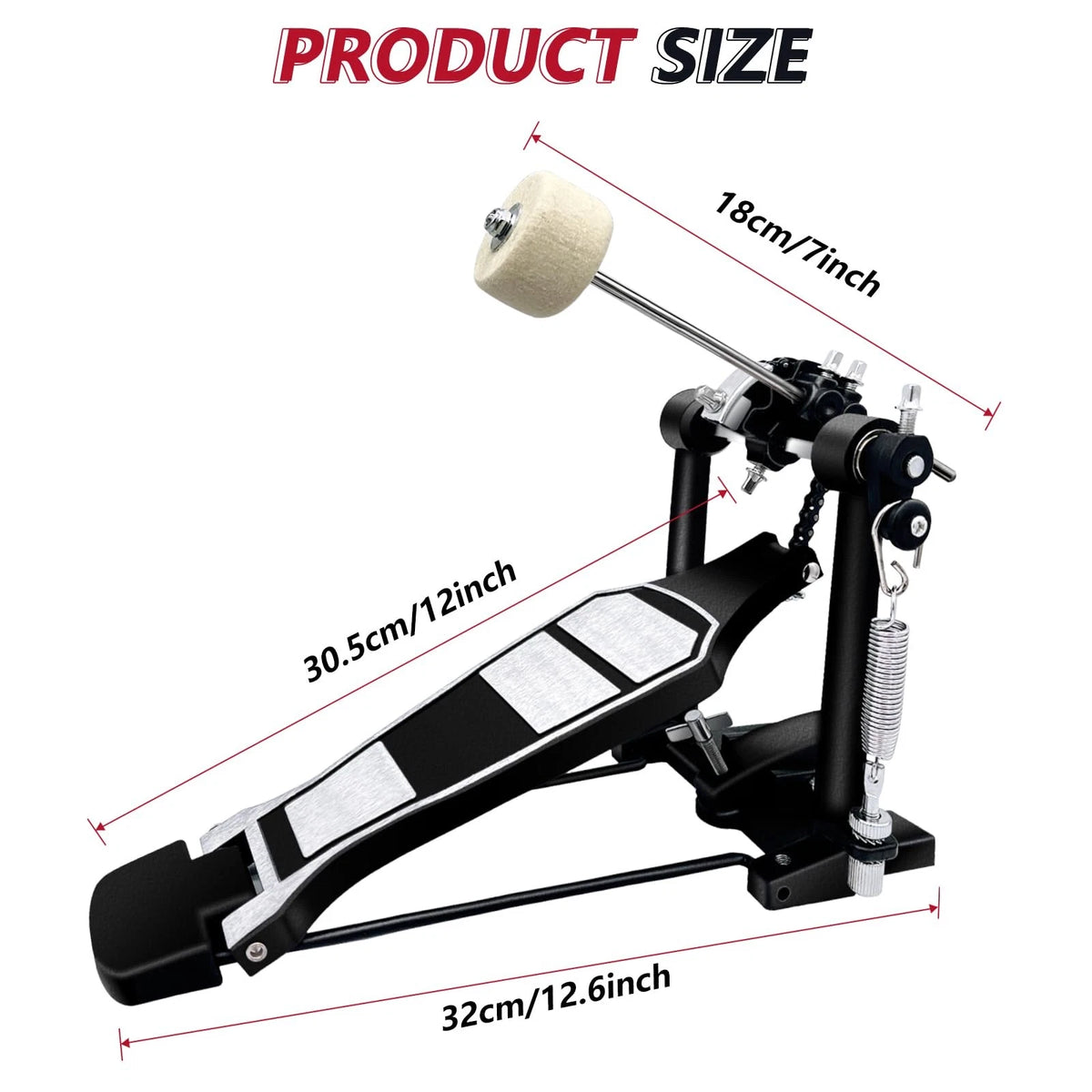 Bass Drum Pedal,Double Pedal Mount Double Chain Drive Foot Single