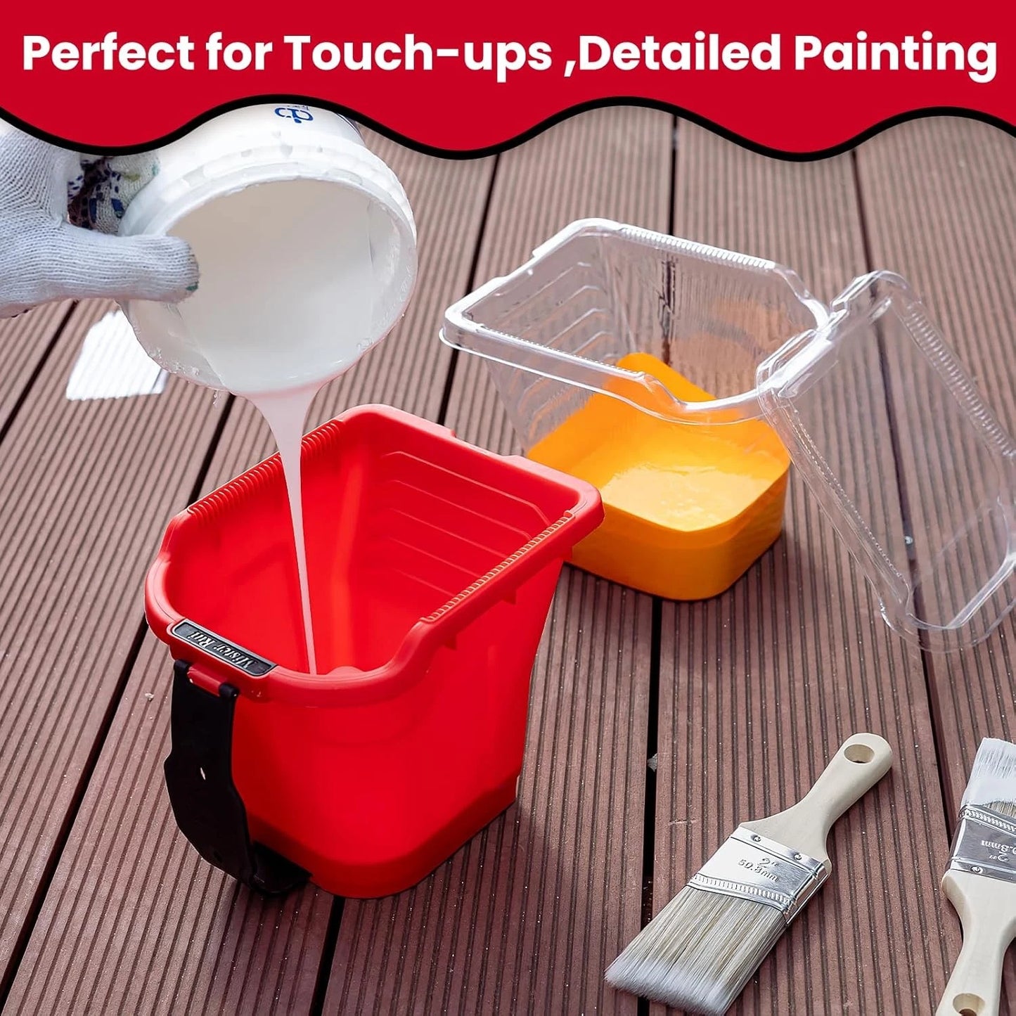 Mister Rui 4 Inch Paint Bucket Liners with 4" Pan Liner With Lid 6 Pcs
