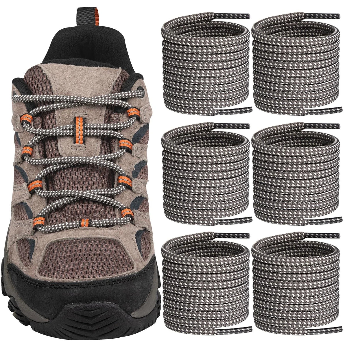 Endoto 3 Pairs Shoelaces for Merrell Moab Boots 56Inch, Taupe&khakicombo