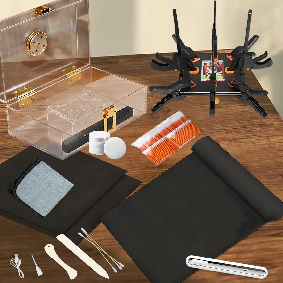 Card Care Clean Kit,Trading Cleaning Kit with Heat Pen, Acrylic White