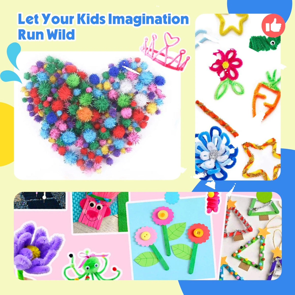 SMILESSKIDDO Kids Arts and Crafts, 1000+ PCS Craft Kits with Storage Box blue