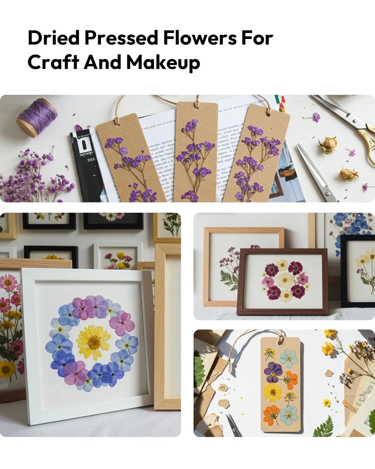 Dried Flowers, Resiners 100Pcs Pressed Flowers for Craft Purple Violet 100pcs