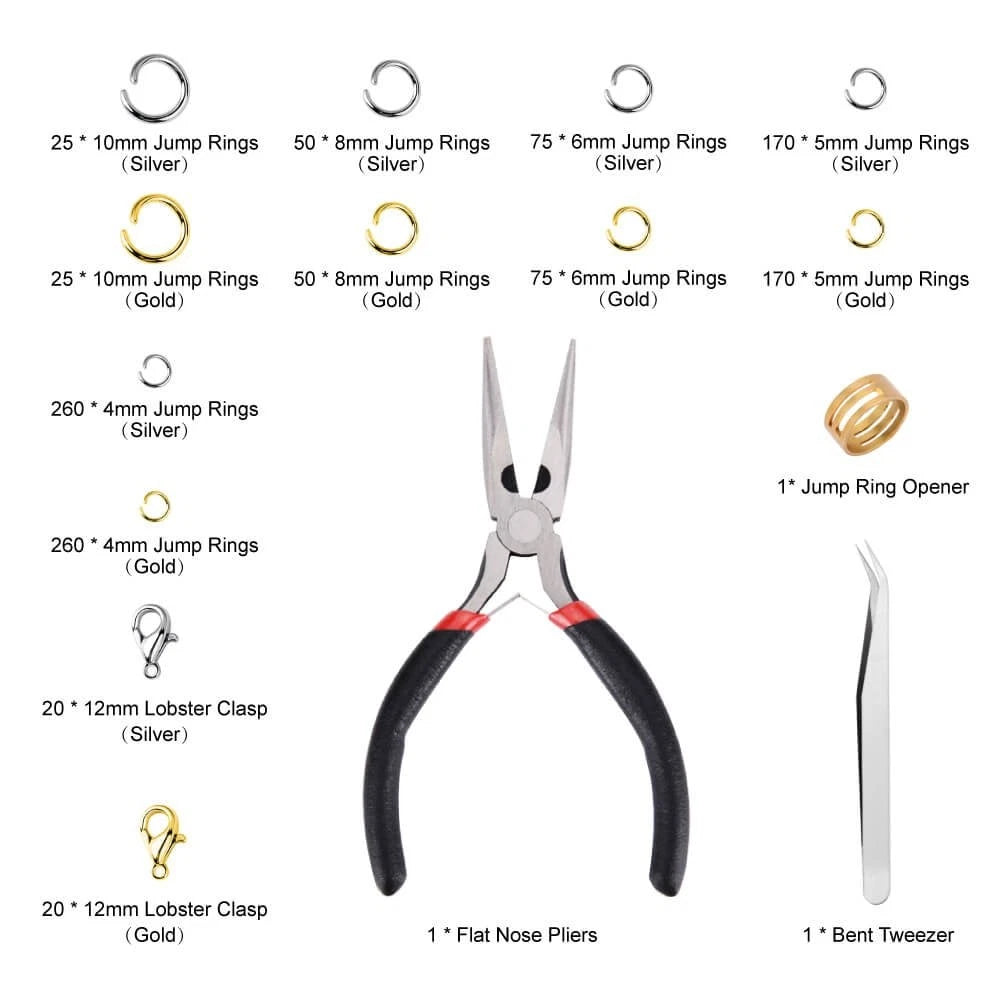 Paxcoo 1200Pcs Open Jump Rings and Lobster Clasps Jewelry Silver Gold
