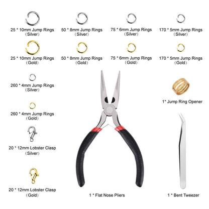 Paxcoo 1200Pcs Open Jump Rings and Lobster Clasps Jewelry Silver Gold