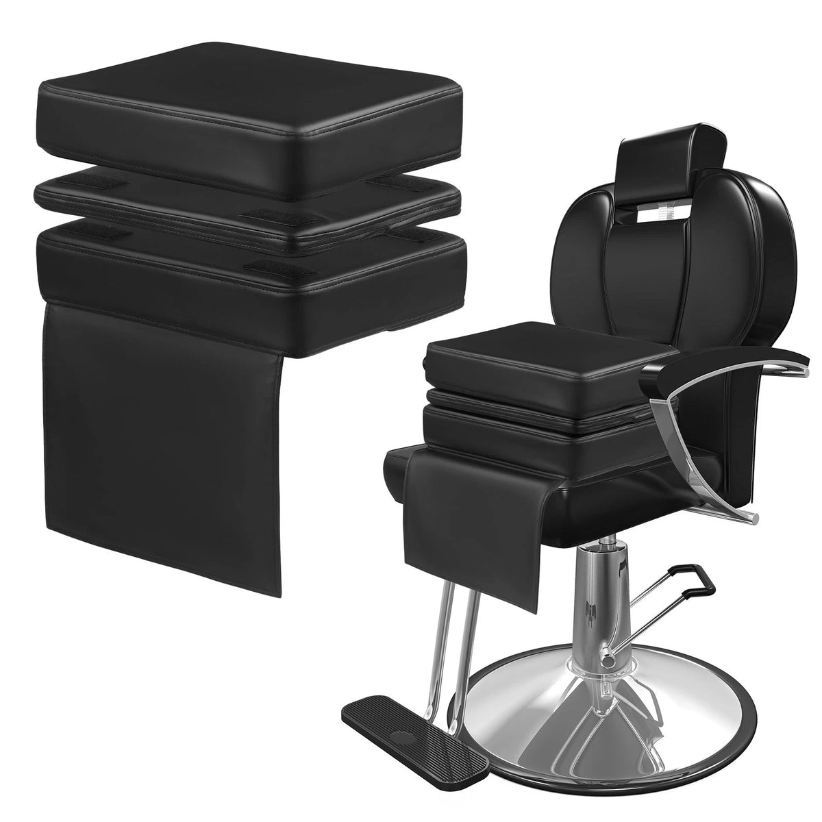 HOMBYS Adjustable Salon Booster Seat for Kids Leather 14.5"x11"x7.4", Black