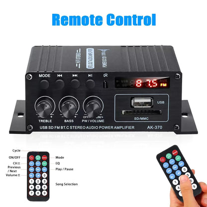 Bluetooth Mini HiFi Digital Stereo Audio 2 Channels Amplifier Power Amp DC 12V