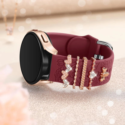 DaQin Flower Engraved Band Compatible with Samsung Galaxy 20mm, WineLove