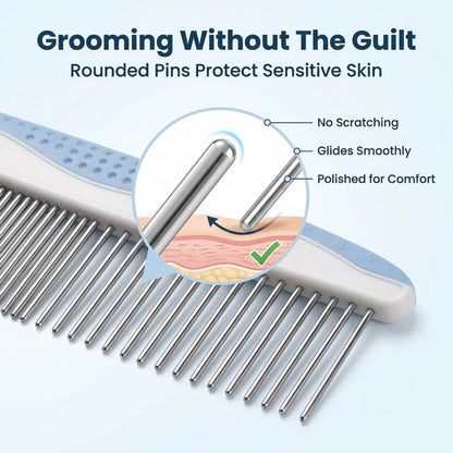 Metal Dog Combs for Grooming Matting, Doodle Large & Small (2-Pack), Blue
