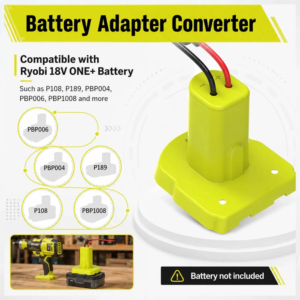 Fits for Ryobi 18V Battery Adapter Conversion Kit Mini Pump 12V with 30A Fuse