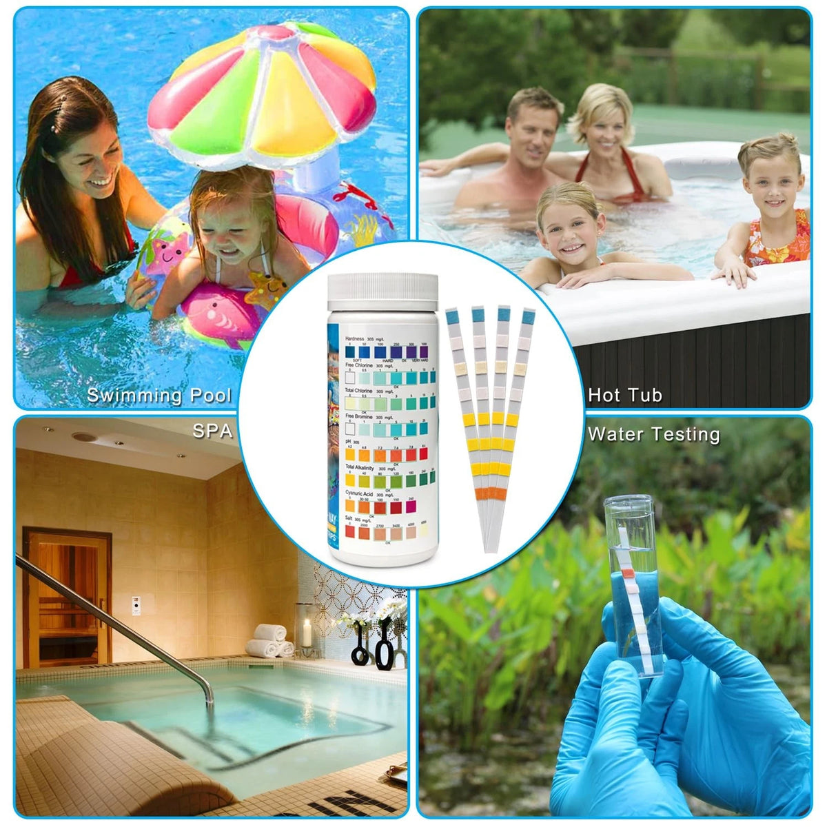 pol 8-in-1 Pool Test Strips, 100 Strips Water Testing for Swimming Pool,...