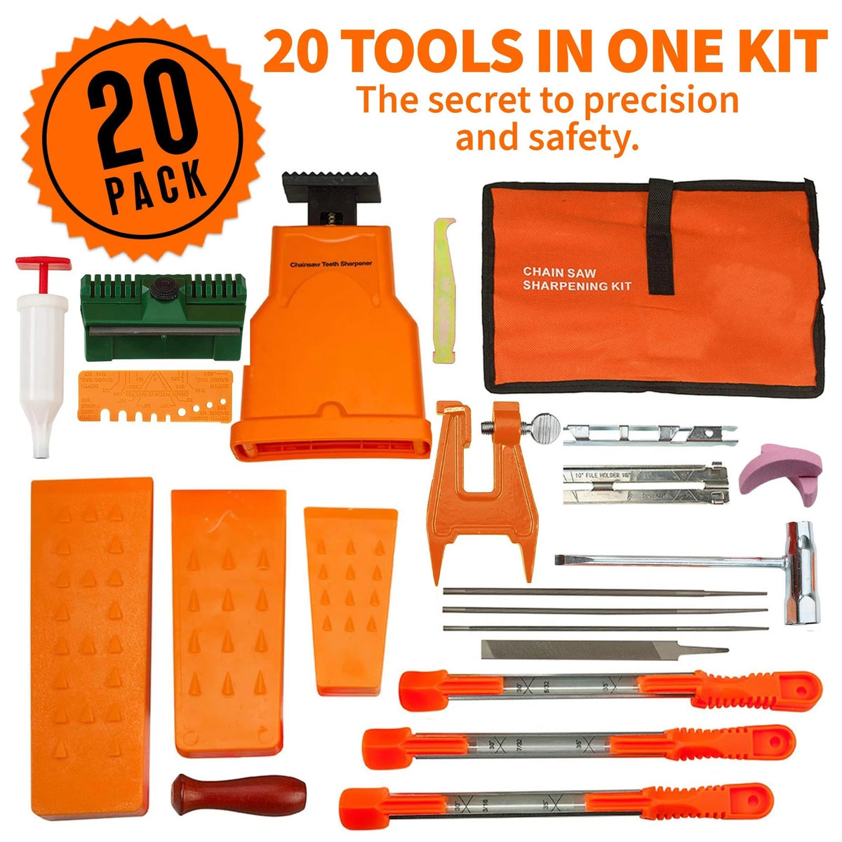 MeasuPro Chainsaw Sharpening Kit with Handy Storage Bag 20-Piece Sharpening...