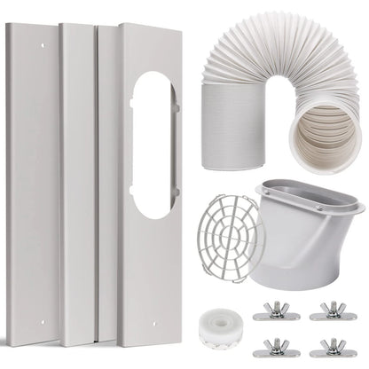 Portable AC Window Vent 5.9‘’ Diameter Coupler with Exhaust Hose 59‘’L, White