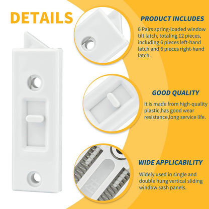 12 Pcs Window Latch Locks Spring Loaded Tilt 12 PCS, White