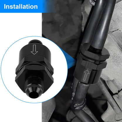 Black Aluminium -6 AN to AN6 Flare Inline Check Valve -Black