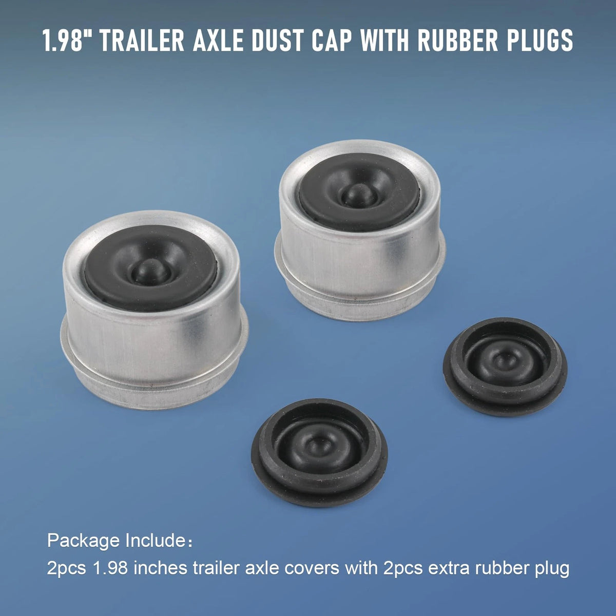 JDMSPEED 2pcs 1.98'' Trailer 1.98" Wheel Hub with Extra 2 Rubber Plugs