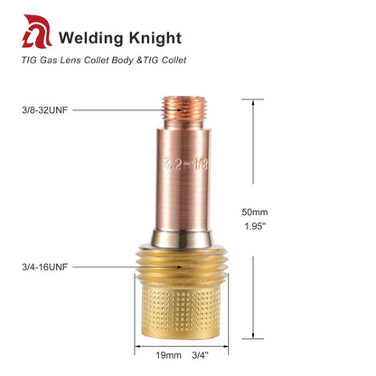 Welding Knight TIG Gas Lens Collet Body 45V27 & 10N25 (1/8") 7-pk