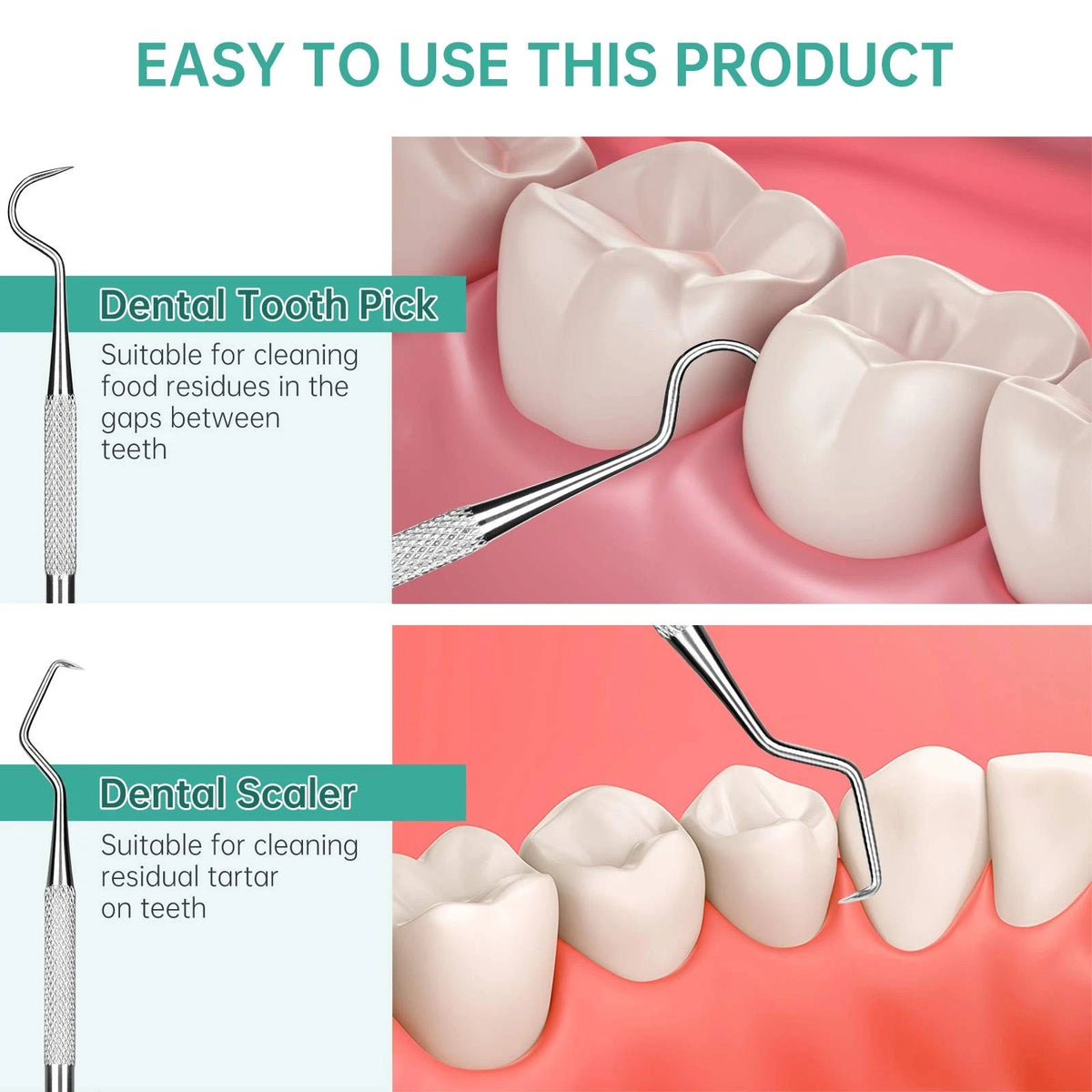 Professional Dental Scraper Tool - Dentist Pick, 3-Pack 3 Count (Pack of 1)