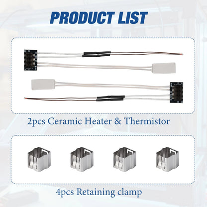2 Pack Ceramic Heater and Thermistor Kit for Bambu Lab P1P/P1S, 24V 48W...