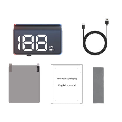 Universal Windshield HUD for Cars with Large Font Display and Type C Cable