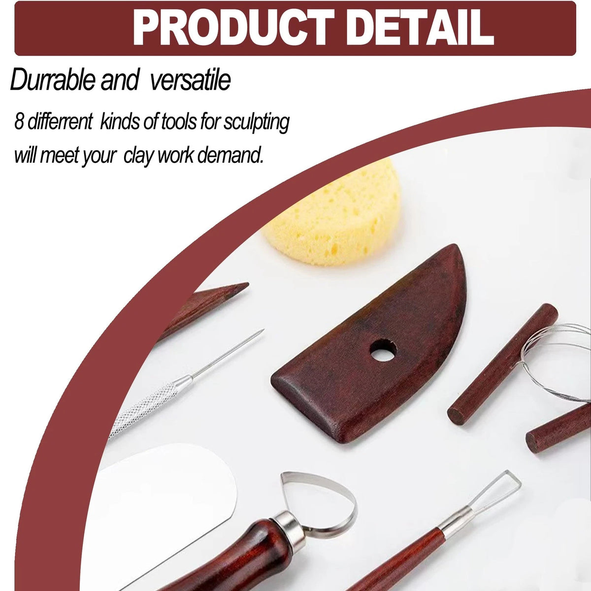 LINPHCEY 8-Piece Clay Sculpting Tools Set Perfect for Polymer RED WOOD - 8PCS