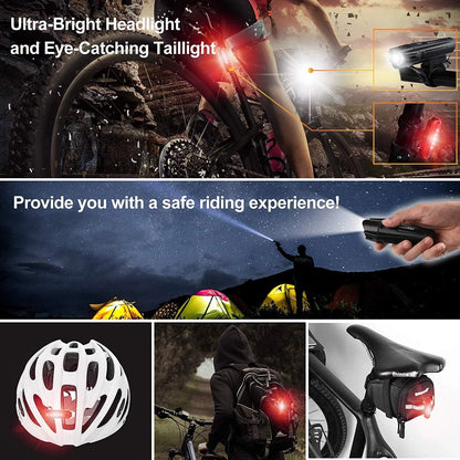 Ascher Ultra Bright USB Rechargeable Bike Light Set, Powerful Black,Red