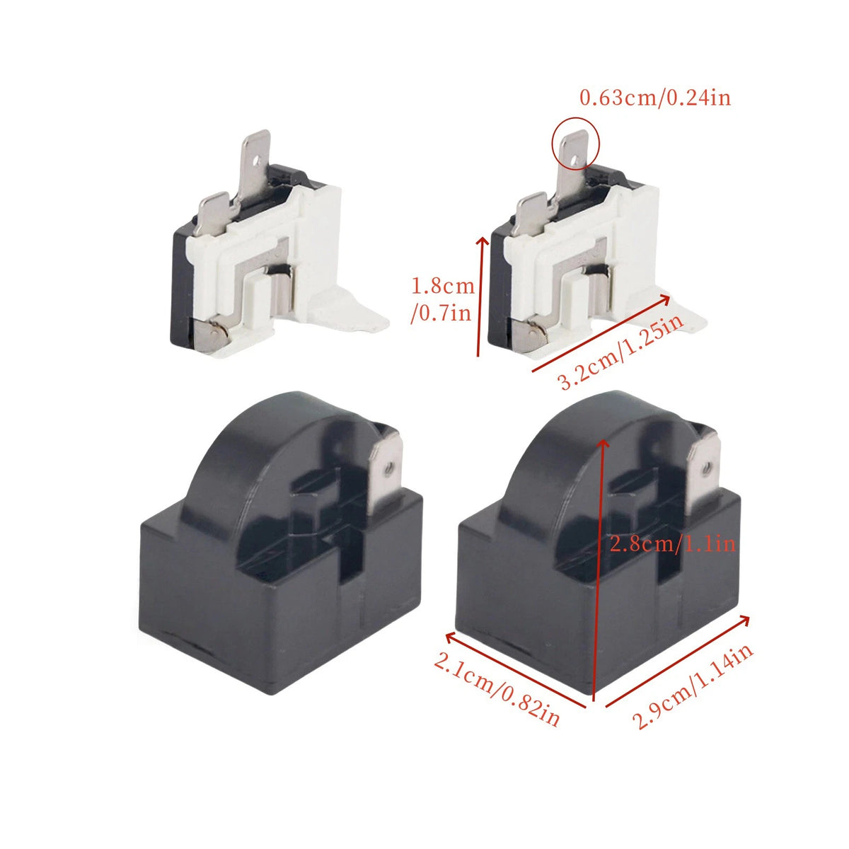 2x Starter Relay + 2x 6750C Thermal Overload Protector for Cooler Compressor