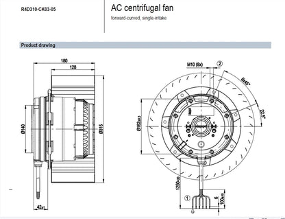 Ebmpapst R4D310-CK03-05 AC Centrifugal Fan 50Hz 400V 3.9A 2180W Inverter Fan