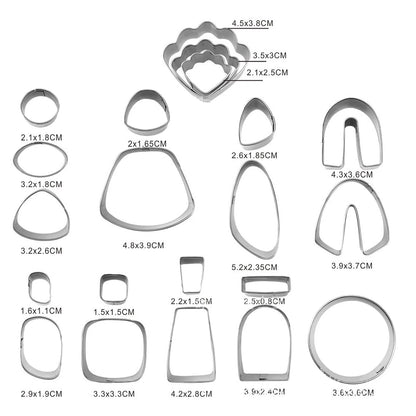 21PCS Polymer Clay Cutters Set Earring Jewellery Cutting Mold Tool Findings DIY